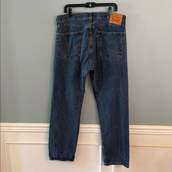 Levis Jeans Mens 36 x 32 Blue 505 Denim Straight Leg Cotton - Picture 6 of 12